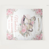 Boho Pampas Roze Bloemen Rocking Horse Achtergrond Wandkleed (Voorkant (horizontaal))