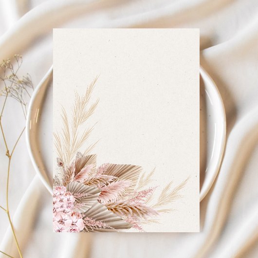 Boho pampas roze moderne chique verjaardag meisje kaart