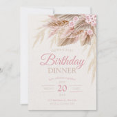 Boho pampas roze moderne chique verjaardag meisje kaart (Voorkant)