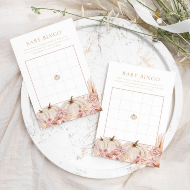 Boho Pampas Roze Pompoen Baby Bingogame (Creator heeft geüpload)