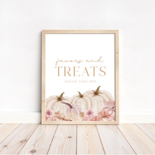 Boho Pampas Roze Pompoen Favors & Treats Poster