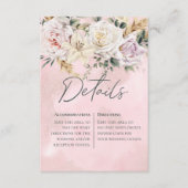 Boho pampas & roze rozen bruiloft details informatiekaartje (Voorkant)