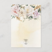 Boho Pampas & Roze Rozen Crème Details Bruiloft Informatiekaartje (Achterkant)