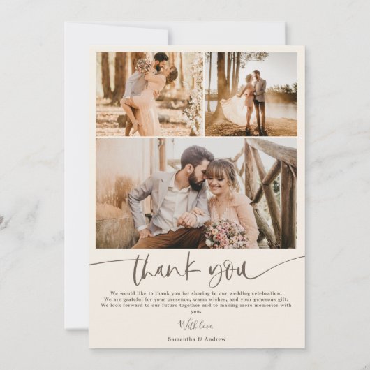 Boho pampas script 5 photos mariage merci (Dos)