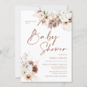 Boho Pampas Terracotta Baby shower Invitation (Devant)