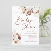 Boho Pampas Terracotta Baby shower Invitation (Debout devant)