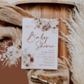 Boho Pampas Terracotta Baby shower Kaart