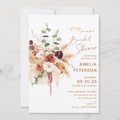 Boho Pampas Terracotta Bridal Shower Invitation (Devant)