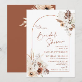 Boho Pampas Terracotta Bridal Shower Kaart