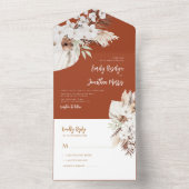 boho pampas terracotta bruiloft all in one uitnodiging (Binnen)