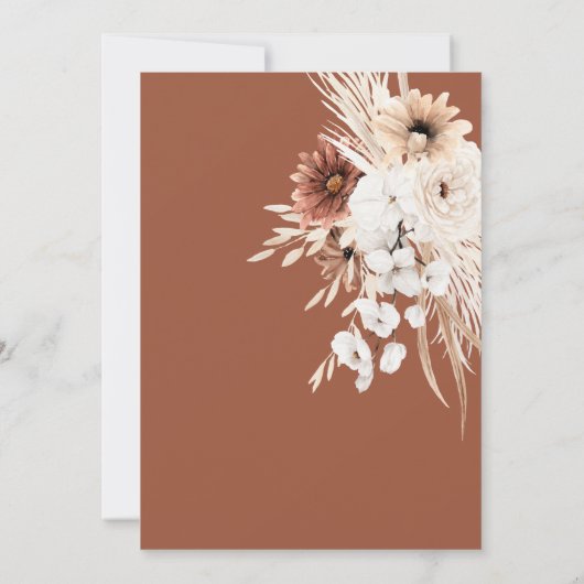 Boho Pampas Terracotta Faire-part de mariage rouil (Dos)