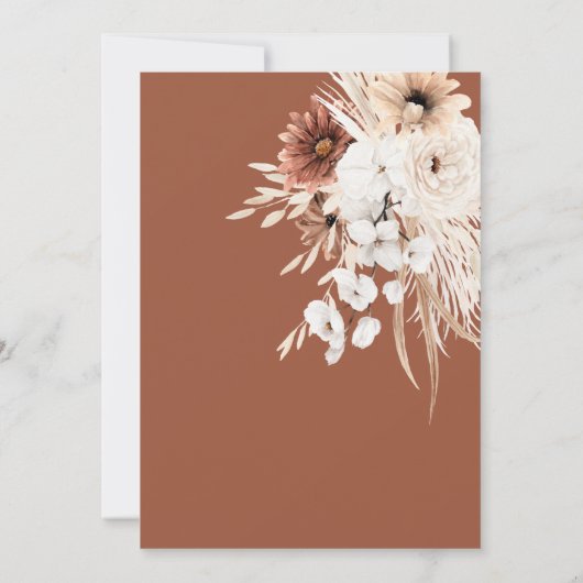 Boho Pampas Terracotta Invitation à la douche nupt (Dos)