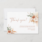 Boho Pampas Terracotta Mariage Carte de remercieme (Devant)