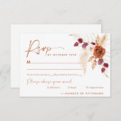 Boho Pampas Terracotta Mariage Carte RSVP (Devant / Derrière)