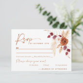 Boho Pampas Terracotta Mariage Carte RSVP (Debout devant)
