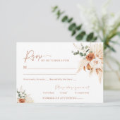 Boho Pampas Terracotta Mariage RSVP Card LEYLA (Debout devant)