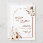 Boho Pampas Terracotta Roest Bruiloft Uitnodiging (Voorkant)