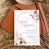 Boho Pampas Terracotta Rust Wedding Uitnodiging