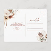 Boho Pampas Terracotta Wedding Bedankt Briefkaart (Achterkant)