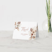 Boho Pampas Terracotta Wedding Hartelijk dank Bedankkaart (Voorkant)