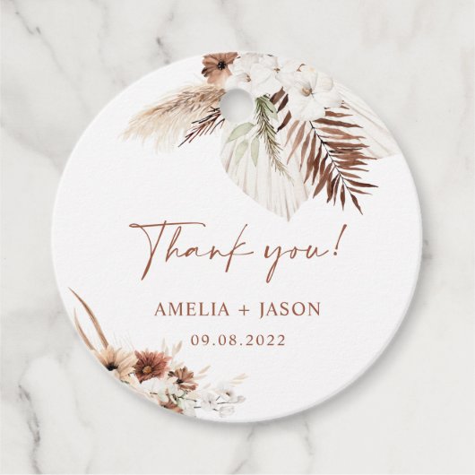 Boho Pampas Terracotta Wedding Label (Voorkant)