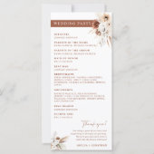 Boho Pampas Terracotta Wedding Program Kaart (Achterkant)