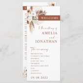 Boho Pampas Terracotta Wedding Program Kaart (Voorkant / Achterkant)