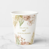 Boho Pampas Tropical Dried Flowers Wedding Papieren Bekers (Voorkant)