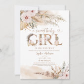 Boho Pampas Tropisch Meisje Baby shower Uitnodigen Kaart (Voorkant)
