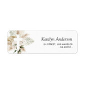 boho pampas verdure fleurie baptême étiquette de a (Devant)