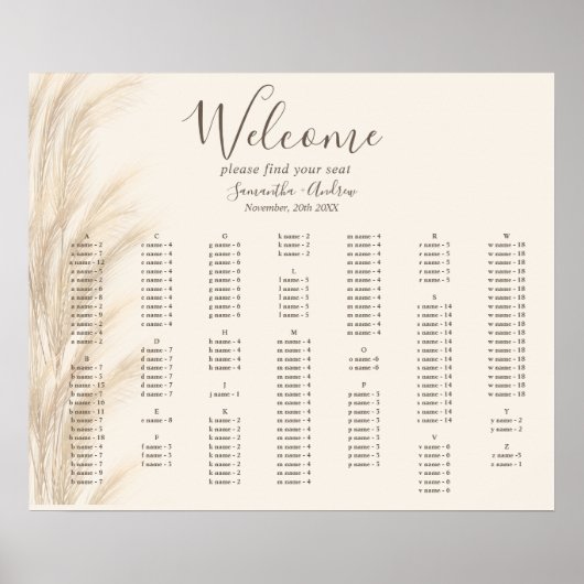 Boho pampas waterverf bruiloft poster (Voorkant)