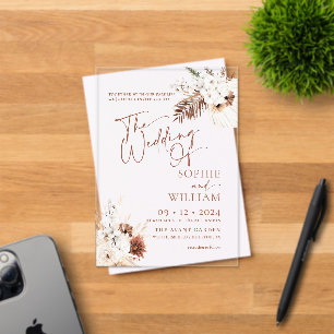 Boho Pampas Wedding Acryl Uitnodigingen