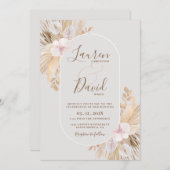 Boho Pampas Wedding Invitation Kaart (Voorkant / Achterkant)