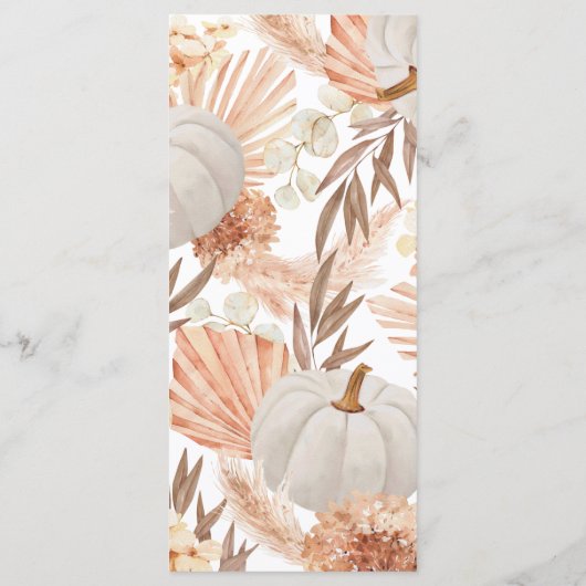 Boho Pampas white Pumpkin fall Menu (Achterkant)