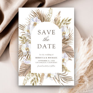 Boho Pampas Witte Orchidee Gedroogde Palm Bruiloft Save The Date