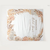 Boho Pampas witte Pompoen Bruiloftsbanner Wandkleed (Voorkant (horizontaal))