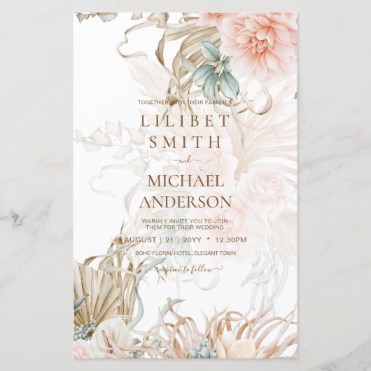 BOHO Pampasgras Bloemkroon Koraal Salie Bruiloft (Voorkant)