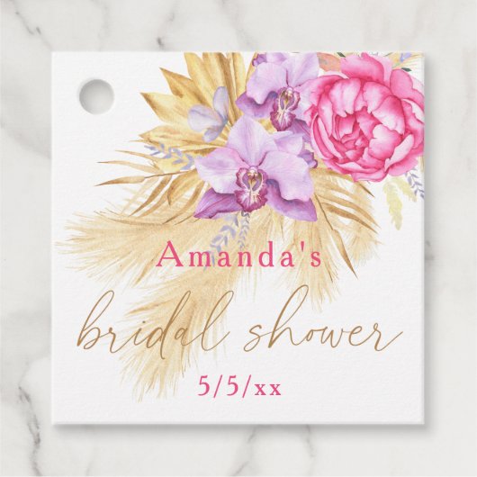 Boho pampasgras - Bruidsdouche Bedankjes Labels (Voorkant)