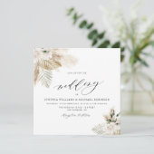 boho pampasgras en groen wedding uitnodiging (Staand voorkant)