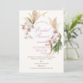 Boho Pampasgras Roze Bloemen Kaart (Staand voorkant)