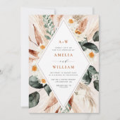 boho pampasgras trouwkaart kaart (Voorkant)