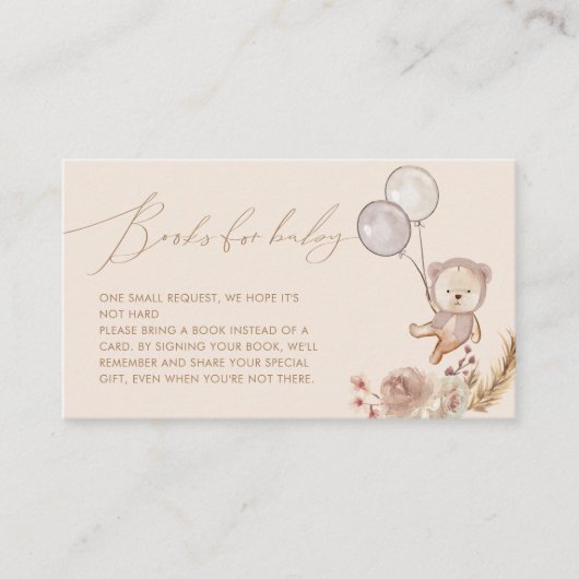 Boho Pampass Book Request Beer Balloon Baby shower Informatiekaartje (Voorkant)