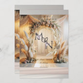 Boho Pampass Floral Faire-part de mariage |Modifia (Devant / Derrière)