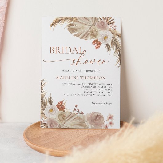 Boho Pampass Grass Modern Script Vrijgezellenfeest Kaart