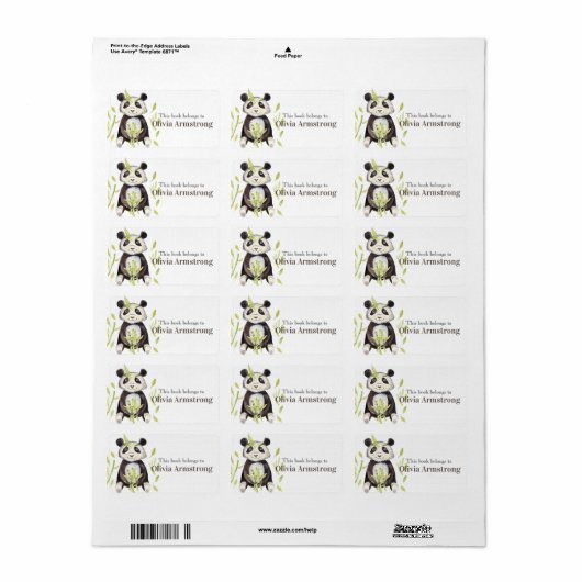 Boho Panda gepersonaliseerd boek behoort tot Etiket (Full Sheet)
