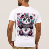 Boho Panda Majesteit - Intrigerende Tribale Kunst T-shirt (Achterkant)