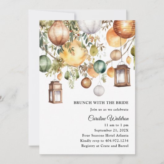 Boho Papier Lanternes Bridal Brunch Invitation (Devant)