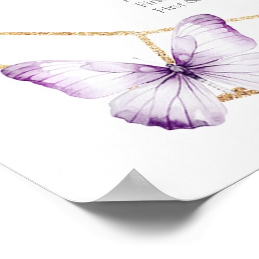 Boho Papillon pourpre Quinceañera Tableau de siège (Coin)