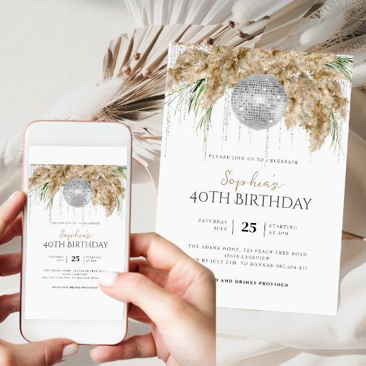 Boho Papmas Grass Disco Ball Alle Leeftijd Verjaar Kaart