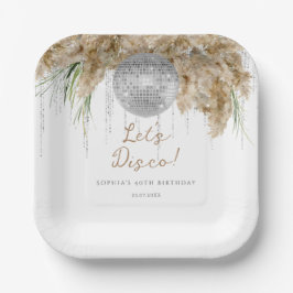 Boho Papmas Grass Disco Ball Verjaardagsfeest Papieren Bordje